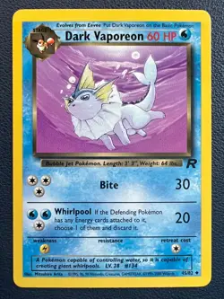 Dark Vaporeon 45/82 Uncommon Team Rocket Pokemon Unlimited LP - Image 1
