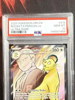 Team Rocket's Persian EX 219/182 Ultra Rare PSA GEM MINT 10 - Image 3