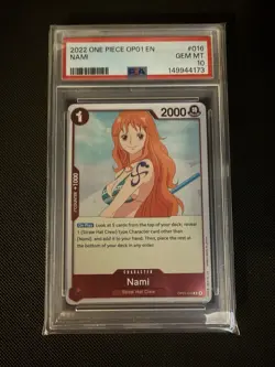 One Piece Romance Dawn Nami OP01-016 Foil Wave 1 PRE ERRATA - PSA 10 - Image 1