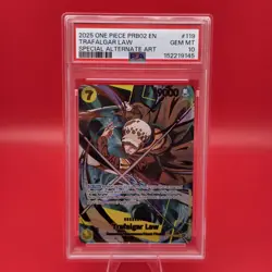 ONE PIECE PRB02-SPECIAL ALTERNATE ART #119 TRAFALGAR LAW PSA 10 - Image 1