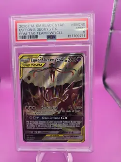 Pokemon TCG Espeon & Deoxys GX SM240 Black Star PSA 9 - Image 1