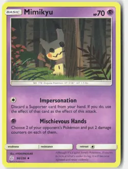 Mimikyu 96/236 Uncommon Cosmic Eclipse Pokemon Near Mint - Image 1