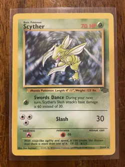 Pokemon TCG Scyther Jungle Non Holo Rare Card 26/64 - Image 1