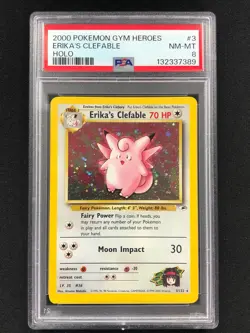 Pokemon 2000 Erika's Clefable Holo 3/132 PSA 8 - Image 1