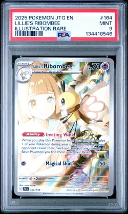 2025 POKEMON JTG EN-JOURNEY TOGETHER ILLUSTRATION RARE LILLIE'S RIBOMBEE PSA 9 - Image 1