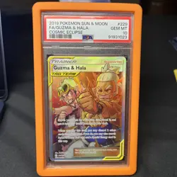 2019 ENGLISH Pokemon Guzma & Hala PSA 10 Sun & Moon Cosmic Eclipse. (With Guard) - Image 1