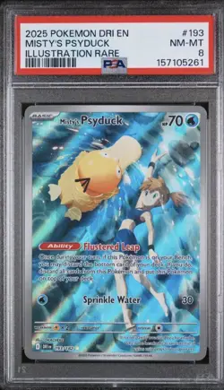 Pokemon TCG Misty's Psyduck Holo Card 193/182 Sv10: Destined Rivals ENG PSA 8 - Image 1