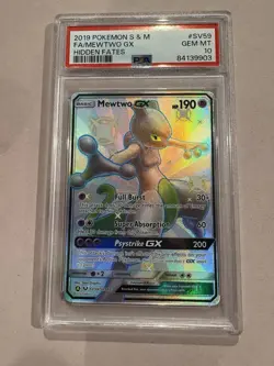Pokemon Mewtwo GX TCG Hidden Fates SV59/SV94 Gem Mint PSA 10 English 2019 - Image 1