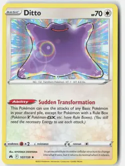 Ditto 107/159 Holo Rare Crown Zenith Pokemon Holo Near Mint - Image 1
