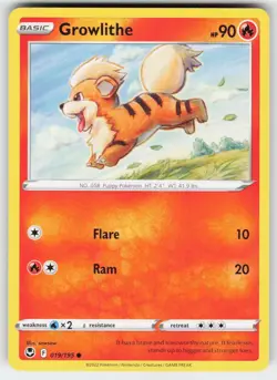 Growlithe 019/195 Common Silver Tempest Pokemon Near Mint - Image 1