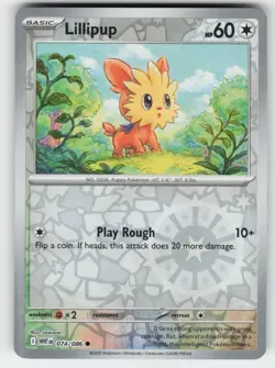 Lillipup 074/086 Common White Flare Pokemon Reverse Holo Near Mint - Image 1