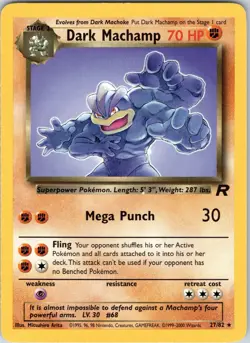 ​Dark Machamp 27/82 Rare Non-Holo - Team Rocket WOTC Pokemon Card - Vintage 2000 - Image 1