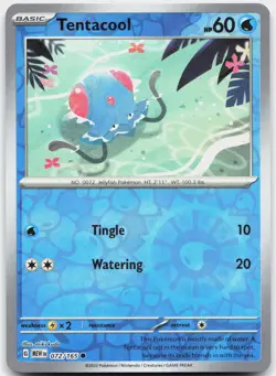 Tentacool 072/165 Common 151 Pokemon Reverse Holo Near Mint - Image 1
