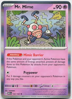 Mr. Mime 122/165 Rare 151 Pokemon Holo Near Mint - Image 1