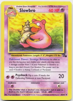 Slowbro 43/62 Uncommon Fossil Pokemon Unlimited Moderately Played - Image 1