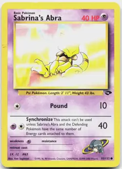 Sabrina's Abra 93/132 Common Gym Challenge Pokemon Unlimited Moderately Played - Image 1