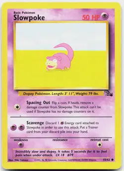 Slowpoke 55/62 Common Fossil Pokemon Unlimited Moderately Played - Image 1