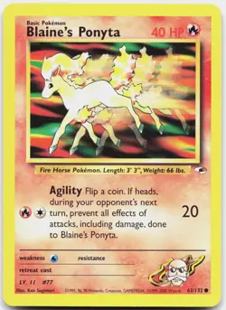 Blaine's Ponyta 63/132 Common Gym Heroes Pokemon Unlimited Lightly Played - Image 1