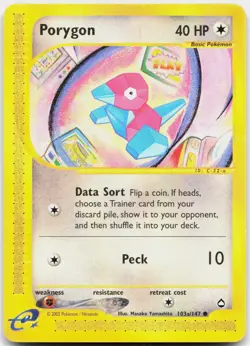Porygon (103a) 103a/147 Common Aquapolis Pokemon Moderately Played - Image 1