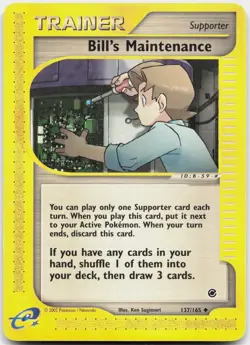 Bill's Maintenance 137/165 Uncommon Expedition Base Set Pokemon MP - Image 1