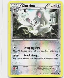 Cinccino 89/124 Uncommon Fates Collide Pokemon Reverse Holo Lightly Played - Image 1