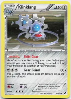 Klinklang 76/114 Holo Rare Black & White Pokemon Holo Lightly Played - Image 1