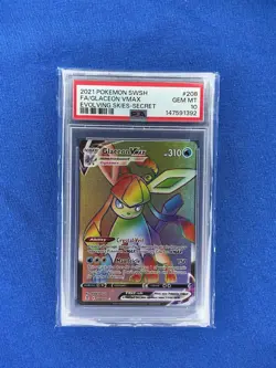 FA/GLACEON VMAX POKEMON SWSH EVOLVING SKIES-SECRET EN 2021 #208 PSA 10 - Image 1