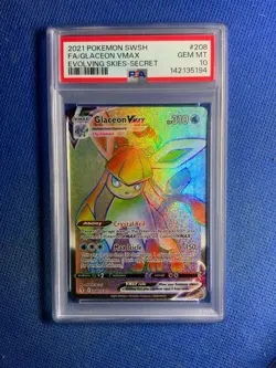FA/GLACEON VMAX POKEMON SWSH EVOLVING SKIES-SECRET EN 2021 #208 PSA 10 - Image 3