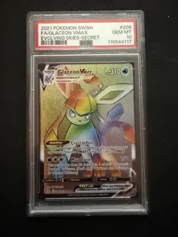 Pokemon Glaceon VMAX Evolving Skies Rainbow Secret Rare 208/203 PSA 10 Gem Mint - Image 1