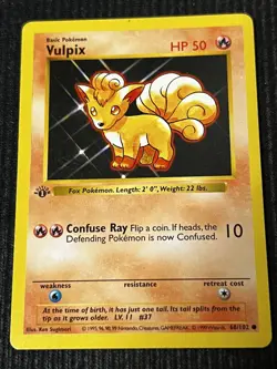 VULPIX 1999 Pokemon First Edition 1st Shadowless Base Set #68 - Image 1