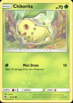 CHIKORITA 6/214 LOST THUNDER COMMON POKEMON SOWSOW - Image 1