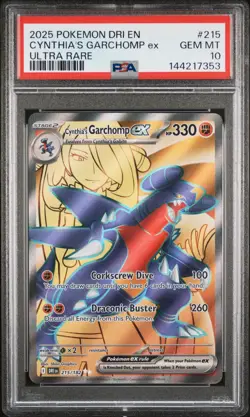 2025 POKEMON DRI EN-DESTINED RIVALS ULTRA RARE #215 CYNTHIA'S GARCHOMP EX PSA 10 - Image 1