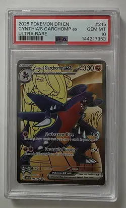 2025 POKEMON DRI EN-DESTINED RIVALS ULTRA RARE #215 CYNTHIA'S GARCHOMP EX PSA 10 - Image 3