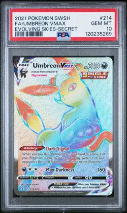 2021 POKEMON SWORD & SHIELD EVOLVING SKIES SECRET FULL ART/UMBREON VMAX PSA 10 - Image 1