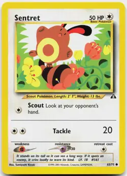 Sentret 63/75 Common Neo Discovery Pokemon Unlimited Near Mint - Image 1
