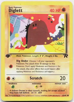 Diglett 52/82 Common Team Rocket Pokemon 1st Edition Heavily Played - Image 1