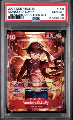 2024 ONE PIECE PROMOS 006 MONKEY D LUFFY TREASURE BOOSTERS SET PSA 10 - Image 1