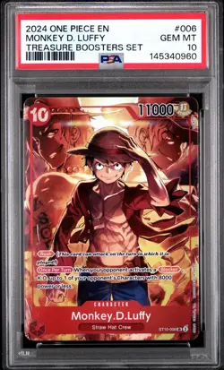 2024 ONE PIECE PROMOS 006 MONKEY D LUFFY TREASURE BOOSTERS SET PSA 10 - Image 4