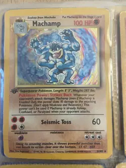 Machamp 8/102 1st Edition Rare Holo Original WOTC Base Set Pokemon Card - Image 1