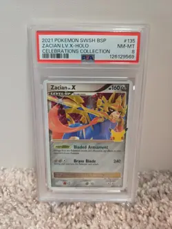 PSA 8 Zacian LV. X SWSH BSP #135 Celwbrations Collection Promo Cards Holo - Image 1