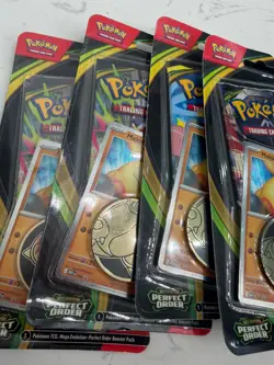 Pokemon Perfect Order Blister Lot 4 Sealed Booster Packs SNORLAX Promo Coin - Image 3