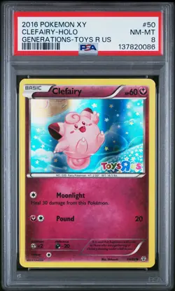 2016 POKEMON XY GENERATIONS TOYS R US #50 CLEFAIRY-HOLO PSA 8 - Image 1