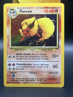 Pokemon TCG Flareon Jungle 3/64 Holo Unlimited Holo Rare MP - Image 1
