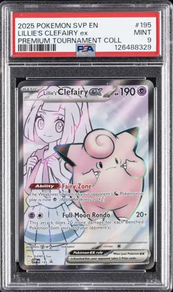 2025 POKEMON SVP EN-SV BLACK STAR PROMO #195 LILLIE'S CLEFAIRY EX PSA 9 - Image 1