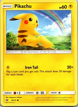 Pikachu 28/73 Common Shining Legends Pokemon Near Mint - Image 1