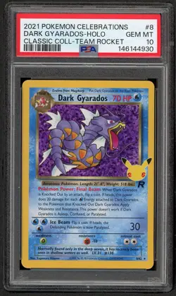 2021 Pokemon Celebrations Classic Collection #8 Dark Gyarados Gem Mint PSA 10 - Image 1
