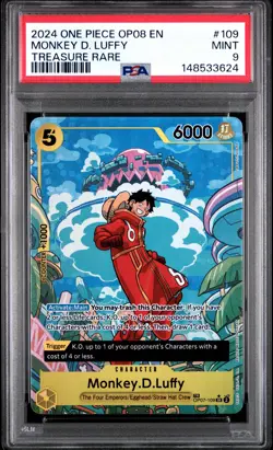 2024 One Piece Op08-Two Legends 109 Monkey D. Luffy Treasure Rare - PSA 9 - Image 1