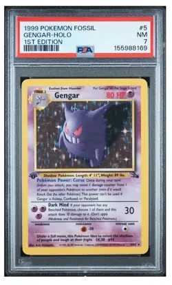 (PSA 7) Pokemon 1999 Fossil Series 1st Edition Holo Vintage - Gengar #5/62 - Image 2