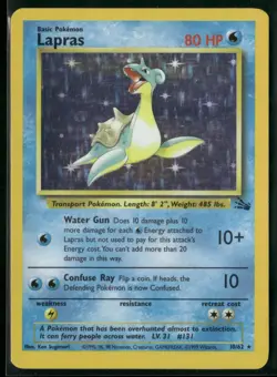 1999 Pokemon Fossil Lapras 10/62 WOTC Holo Rare English EX - Image 1
