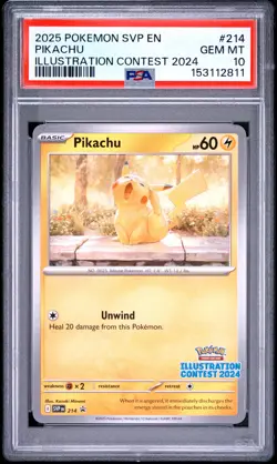2025 POKEMON SVP EN-SV BLACK STAR PROMO ILLUSTRATION CONTEST 2024 PIKACHU PSA 10 - Image 1
